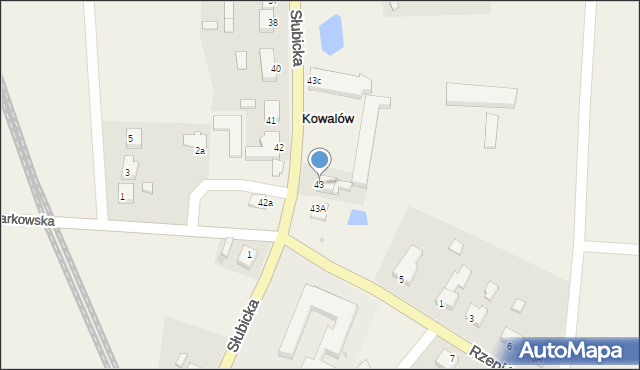 Kowalów, Słubicka, 43, mapa Kowalów