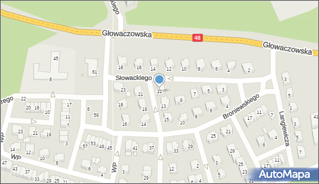 Kozienice, Słowackiego Juliusza, 11, mapa Kozienice