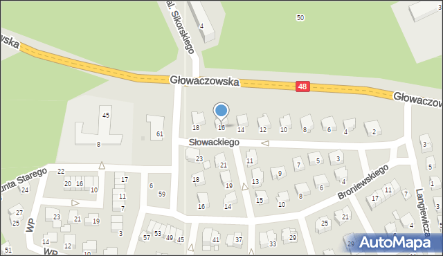 Kozienice, Słowackiego Juliusza, 16, mapa Kozienice