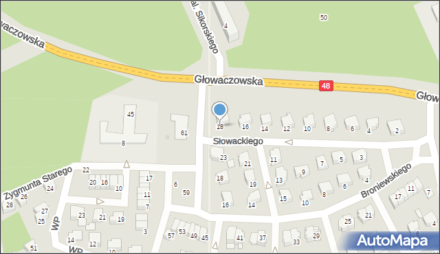 Kozienice, Słowackiego Juliusza, 18, mapa Kozienice