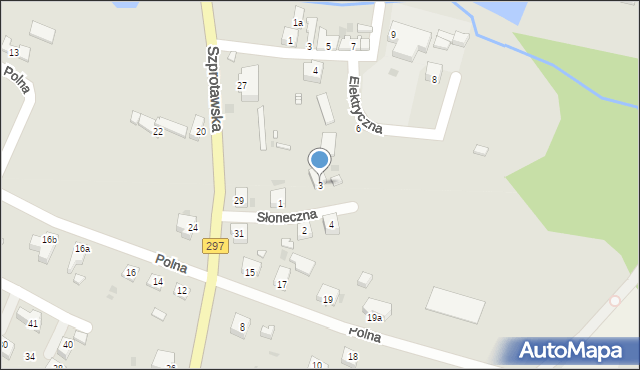 Kożuchów, Słoneczna, 3, mapa Kożuchów