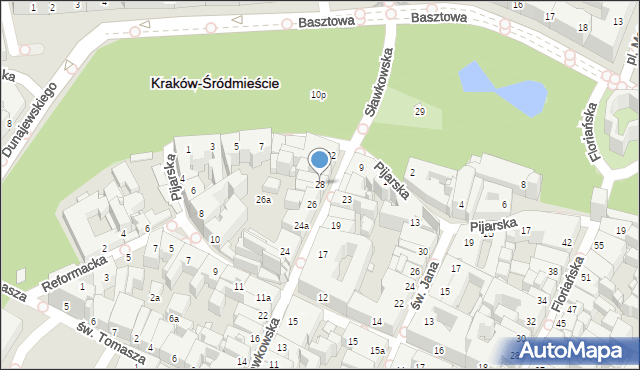 Kraków, Sławkowska, 28, mapa Krakowa