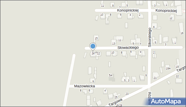 Krośniewice, Słowackiego Juliusza, 14, mapa Krośniewice