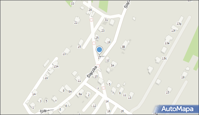 Krosno, Ślączka, 17, mapa Krosna