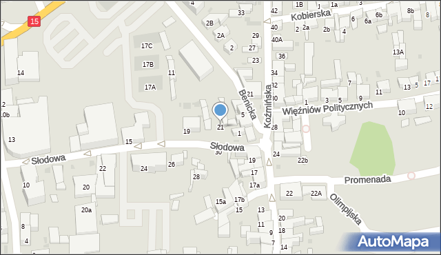 Krotoszyn, Słodowa, 21, mapa Krotoszyna