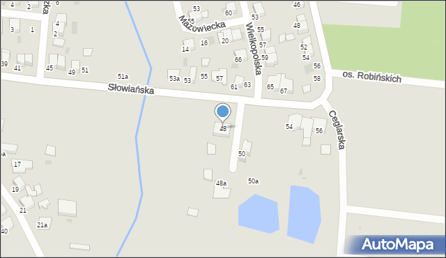 Krotoszyn, Słowiańska, 48, mapa Krotoszyna