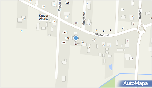 Krupia Wólka, Słoneczna, 11, mapa Krupia Wólka