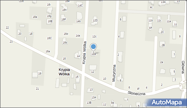 Krupia Wólka, Słoneczna, 12a, mapa Krupia Wólka