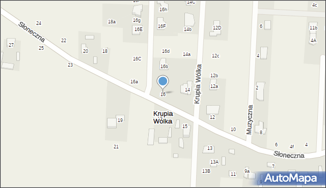 Krupia Wólka, Słoneczna, 16, mapa Krupia Wólka