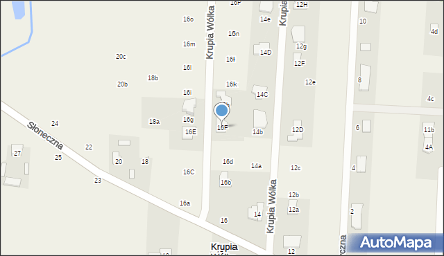 Krupia Wólka, Słoneczna, 16F, mapa Krupia Wólka