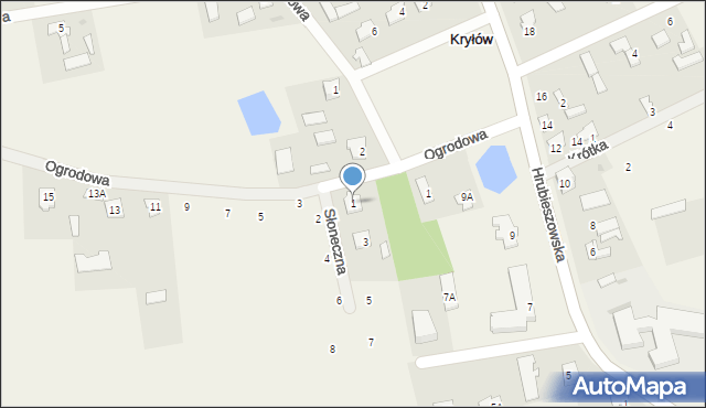 Kryłów, Słoneczna, 1, mapa Kryłów