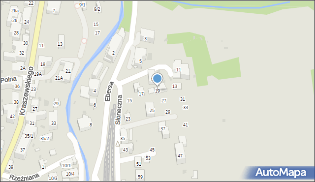 Krynica-Zdrój, Słoneczna, 19, mapa Krynica-Zdrój