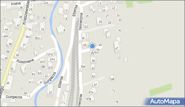 Krynica-Zdrój, Słoneczna, 51, mapa Krynica-Zdrój