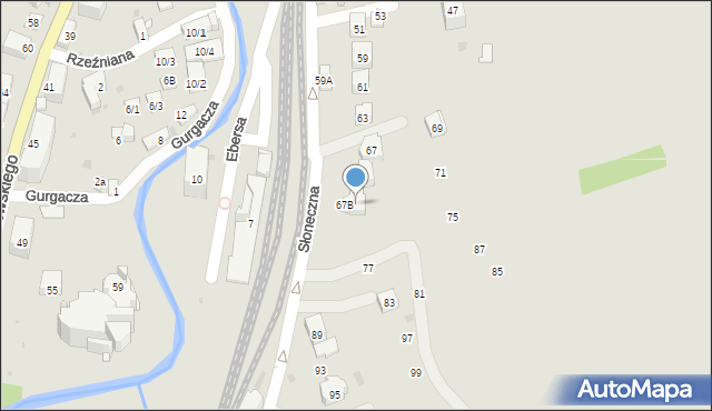 Krynica-Zdrój, Słoneczna, 73, mapa Krynica-Zdrój