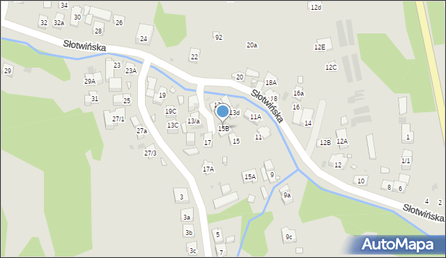 Krynica-Zdrój, Słotwińska, 15B, mapa Krynica-Zdrój