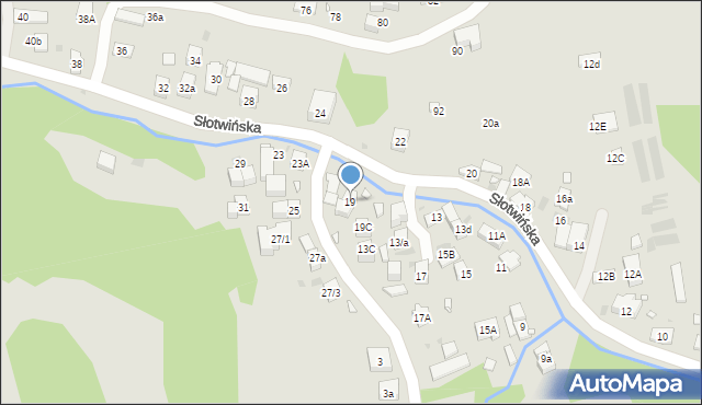 Krynica-Zdrój, Słotwińska, 19, mapa Krynica-Zdrój