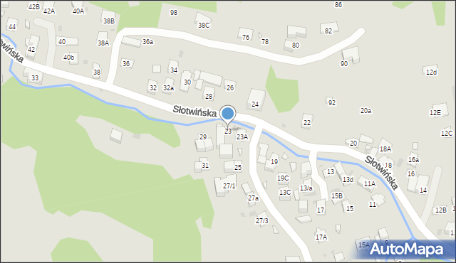 Krynica-Zdrój, Słotwińska, 23, mapa Krynica-Zdrój