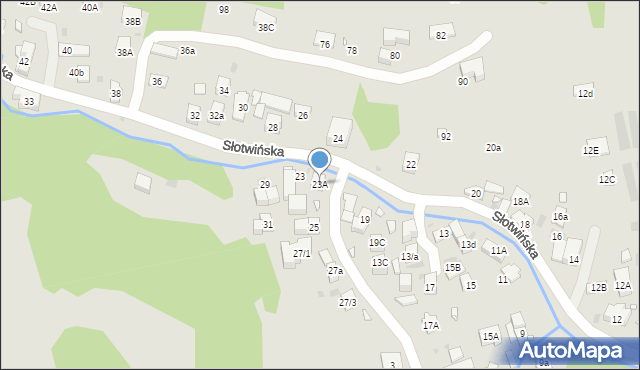 Krynica-Zdrój, Słotwińska, 23A, mapa Krynica-Zdrój