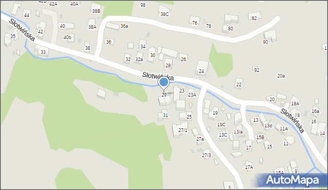 Krynica-Zdrój, Słotwińska, 29, mapa Krynica-Zdrój