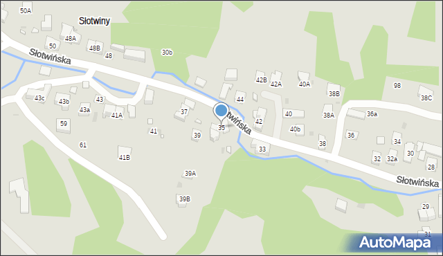 Krynica-Zdrój, Słotwińska, 35, mapa Krynica-Zdrój