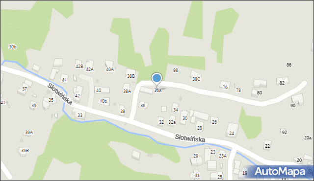 Krynica-Zdrój, Słotwińska, 36a, mapa Krynica-Zdrój