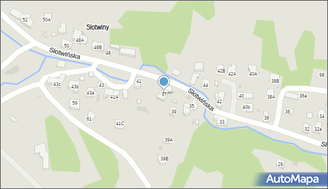 Krynica-Zdrój, Słotwińska, 37, mapa Krynica-Zdrój