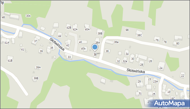 Krynica-Zdrój, Słotwińska, 38, mapa Krynica-Zdrój