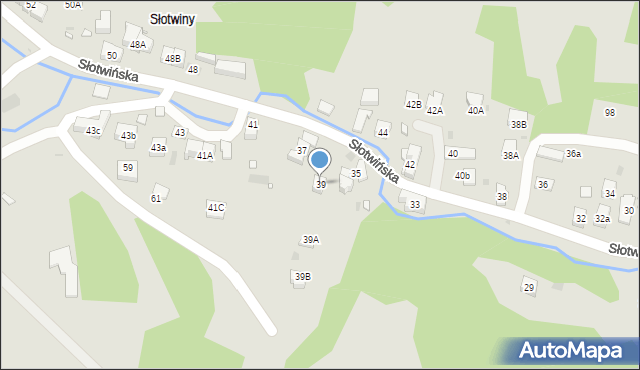 Krynica-Zdrój, Słotwińska, 39, mapa Krynica-Zdrój