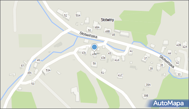 Krynica-Zdrój, Słotwińska, 43b, mapa Krynica-Zdrój