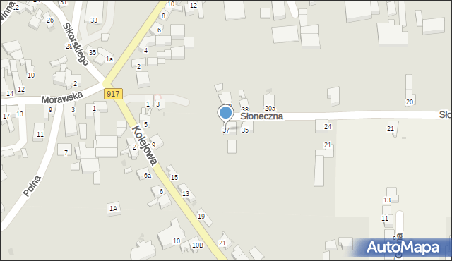 Krzanowice, Słoneczna, 37, mapa Krzanowice