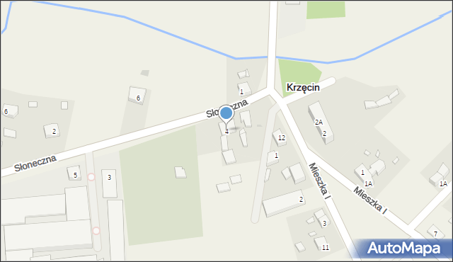 Krzęcin, Słoneczna, 4, mapa Krzęcin