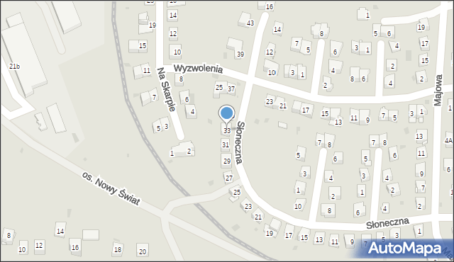 Krzeszowice, Słoneczna, 33, mapa Krzeszowice