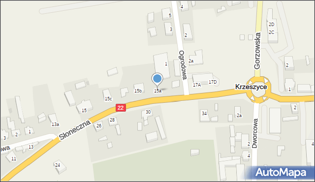 Krzeszyce, Słoneczna, 15a, mapa Krzeszyce