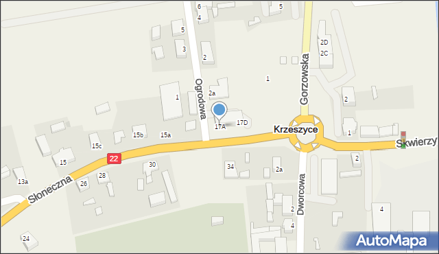 Krzeszyce, Słoneczna, 17A, mapa Krzeszyce