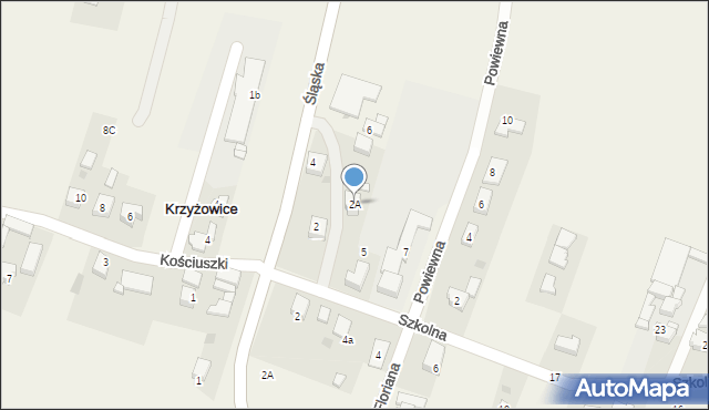 Krzyżowice, Śląska, 2A, mapa Krzyżowice