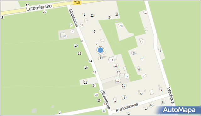Kwiatkowice-Las, Słoneczna, 9, mapa Kwiatkowice-Las