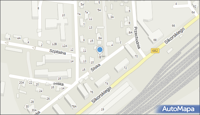 Łapy, Śliska, 8, mapa Łapy