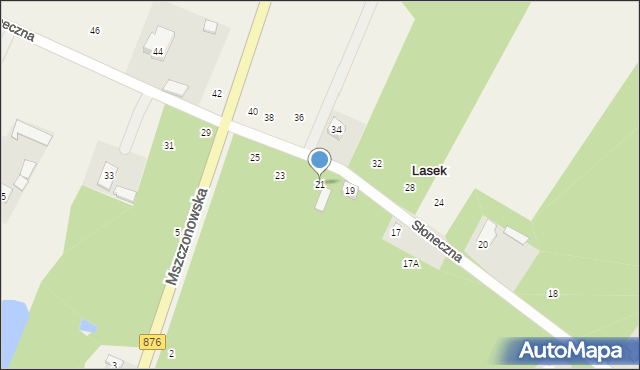 Lasek, Słoneczna, 21, mapa Lasek