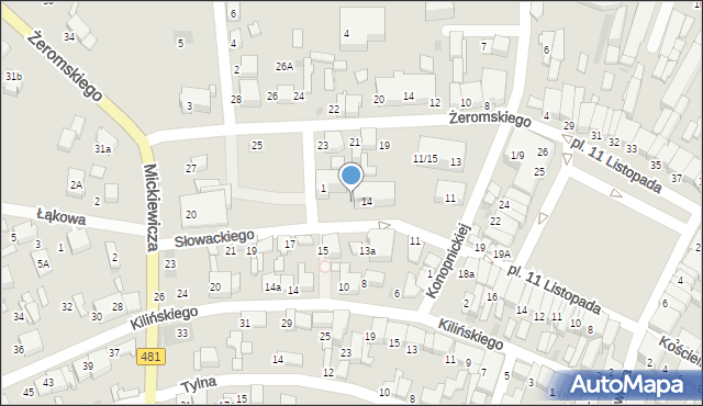 Łask, Słowackiego Juliusza, 16, mapa Łask