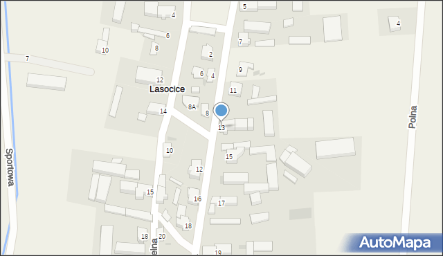 Lasocice, Słoneczna, 13, mapa Lasocice