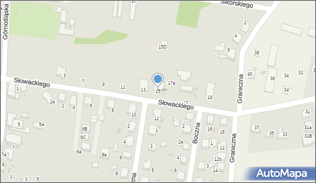 Łaziska Górne, Słowackiego Juliusza, 15, mapa Łaziska Górne