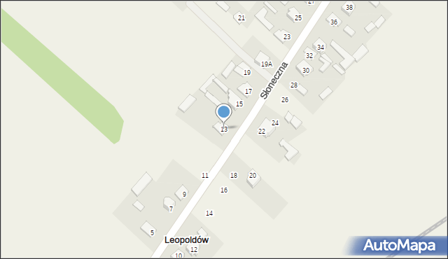 Leopoldów, Słoneczna, 13, mapa Leopoldów