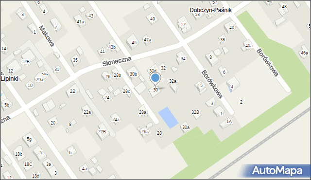 Lipinki, Słoneczna, 30, mapa Lipinki