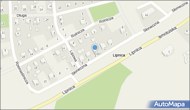 Lipnica, Słoneczna, 3, mapa Lipnica