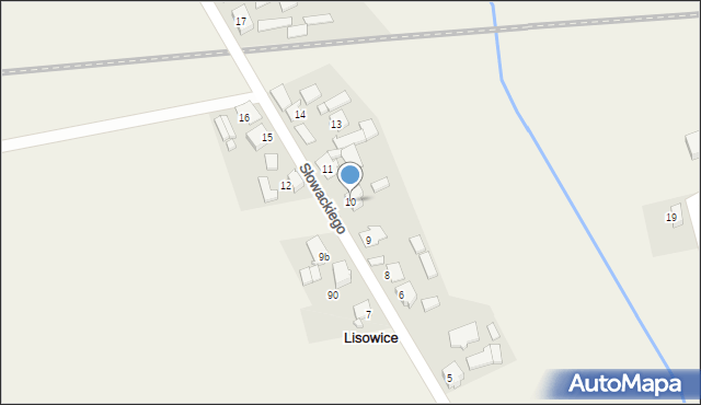 Lisowice, Słowackiego Juliusza, 10, mapa Lisowice