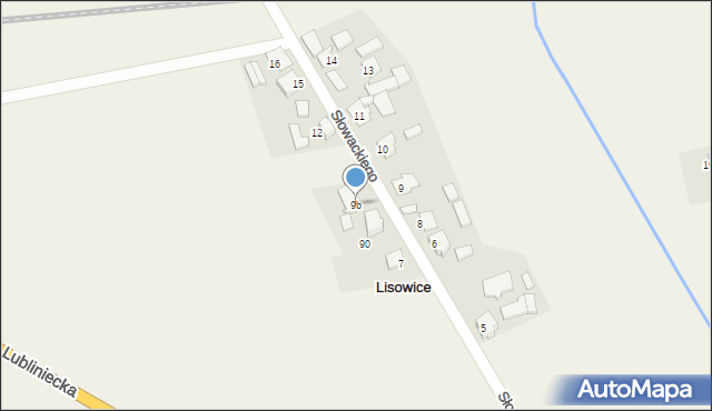 Lisowice, Słowackiego Juliusza, 9b, mapa Lisowice