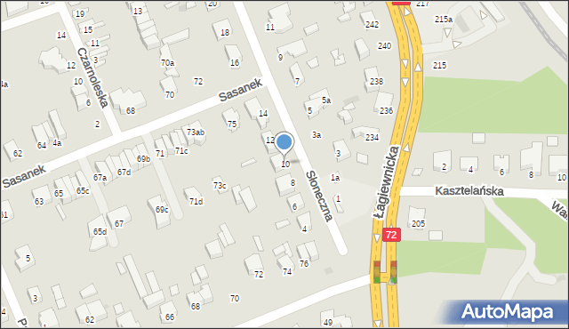 Łódź, Słoneczna, 10, mapa Łodzi