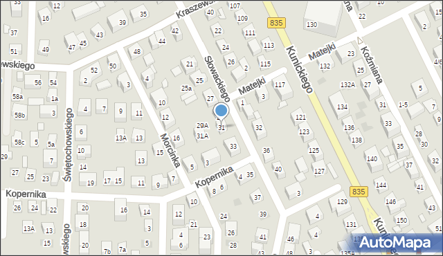 Lublin, Słowackiego Juliusza, 31, mapa Lublina