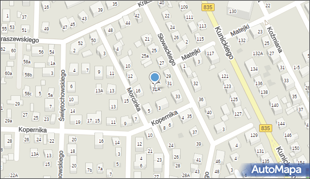 Lublin, Słowackiego Juliusza, 31A, mapa Lublina