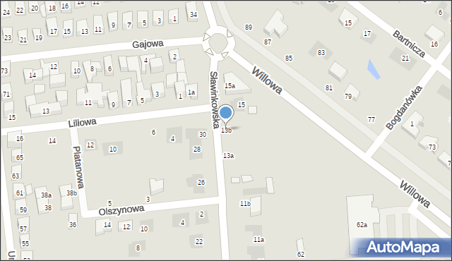 Lublin, Sławinkowska, 13b, mapa Lublina